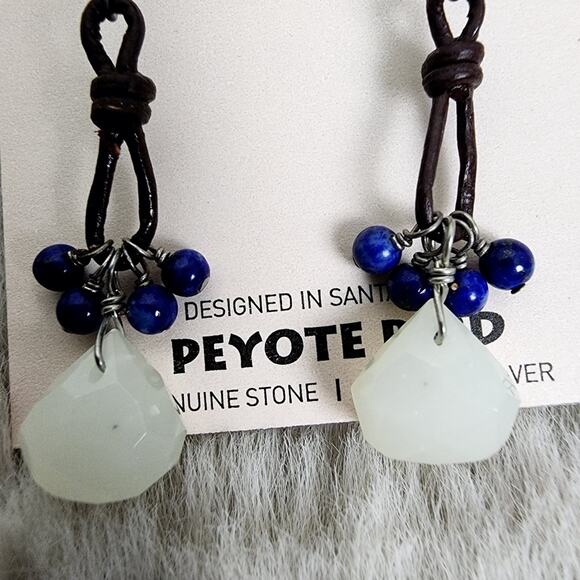 NEW Peyote Bird Free Spirit Blue and White Beaded Dangle Hook Earrings - Picture 7 of 8
